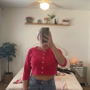 Medium Hot Pink with Pearls Top